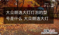 大众朗逸大灯灯泡的型号是什么 大众朗逸大灯灯泡的型号是什么样的