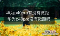 华为p40pro有没有微距 华为p40pro没有微距吗