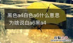 黑色a4白色a6什么意思 为啥说白a6黑a4