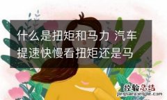 什么是扭矩和马力 汽车提速快慢看扭矩还是马力