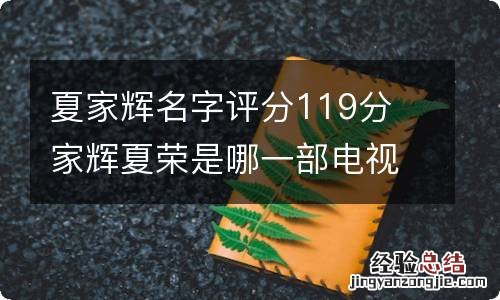 夏家辉名字评分119分 家辉夏荣是哪一部电视剧