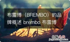 BREMBO 布雷博的品牌概述 brembo 布雷博官网