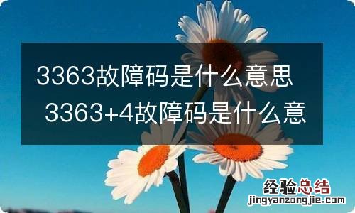 3363故障码是什么意思 3363+4故障码是什么意思