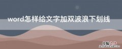 word怎样给文字加双波浪下划线 word怎么给文字添加波浪下划线