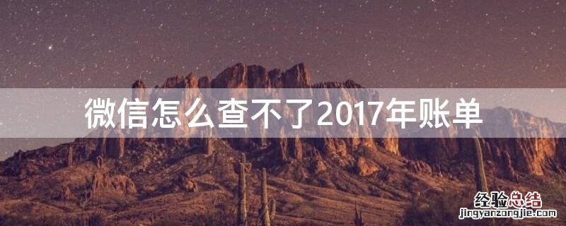 微信怎么查不了2017年账单