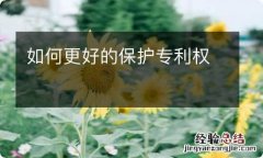 如何更好的保护专利权