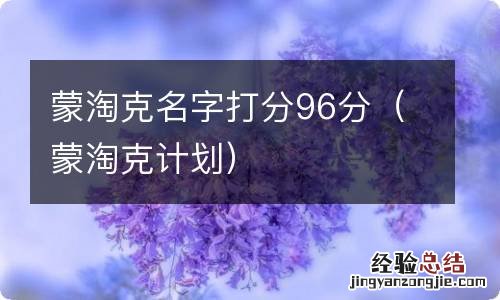 蒙淘克计划 蒙淘克名字打分96分