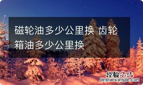 磁轮油多少公里换 齿轮箱油多少公里换