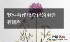 软件著作权登记的用途有哪些