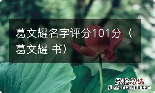 葛文耀 书 葛文耀名字评分101分