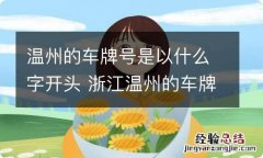 温州的车牌号是以什么字开头 浙江温州的车牌号是什么开头