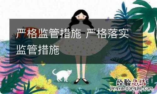 严格监管措施 严格落实监管措施