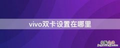 vivo双卡设置在哪里设置 vivo双卡设置在哪里