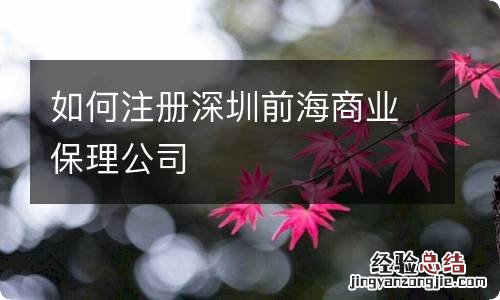 如何注册深圳前海商业保理公司