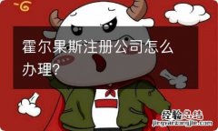 霍尔果斯注册公司怎么办理？