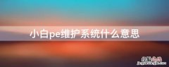 小白PE系统 小白pe维护系统什么意思