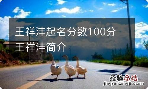 王祥沣起名分数100分 王祥沣简介