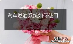 汽车燃油系统如何使用