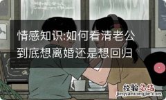 情感知识:如何看清老公到底想离婚还是想回归