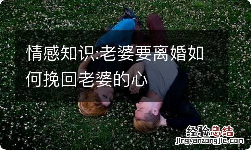 情感知识:老婆要离婚如何挽回老婆的心