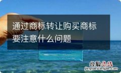 通过商标转让购买商标要注意什么问题