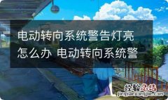 电动转向系统警告灯亮怎么办 电动转向系统警告灯亮 车子没有启动