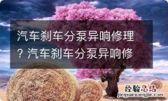 汽车刹车分泵异响修理? 汽车刹车分泵异响修理要多少钱