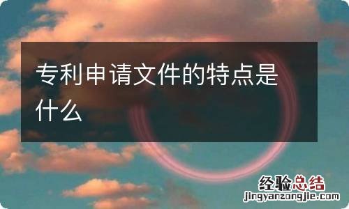 专利申请文件的特点是什么