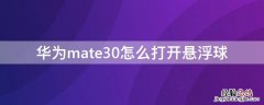 华为mate30手机悬浮球怎么打开 华为mate30怎么打开悬浮球