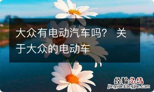 大众有电动汽车吗？ 关于大众的电动车