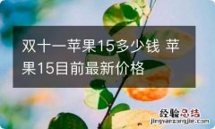 双十一苹果15多少钱 苹果15目前最新价格