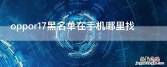 oppor17黑名单在手机哪里找