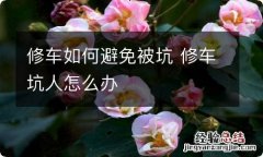 修车如何避免被坑 修车坑人怎么办