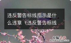 违反警告标线指示的违法行为 违反警告标线指示是什么违章