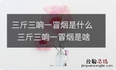 三斤三响一冒烟是什么三斤三响一冒烟是啥意思