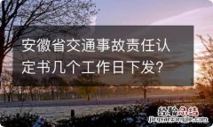 安徽省交通事故责任认定书几个工作日下发?