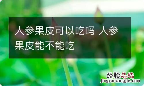 人参果皮可以吃吗 人参果皮能不能吃