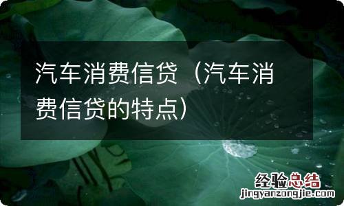 汽车消费信贷的特点 汽车消费信贷