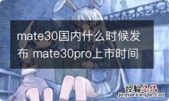 mate30国内什么时候发布 mate30pro上市时间