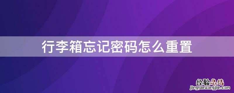 行李箱忘记密码怎么重置 密码行李箱忘记密码怎么重置