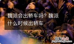 魏派会出轿车吗? 魏派什么时候出轿车