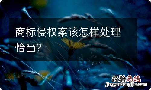 商标侵权案该怎样处理恰当？