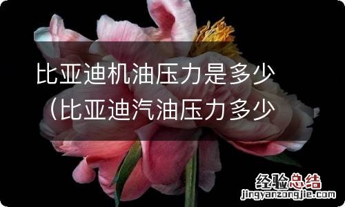 比亚迪汽油压力多少 比亚迪机油压力是多少