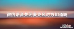 微信语音对方关闭麦克风能看见吗 微信语音关闭麦克风对方知道吗