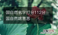 国自然名字打分112分 国自然啥意思