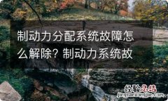 制动力分配系统故障怎么解除? 制动力系统故障原因