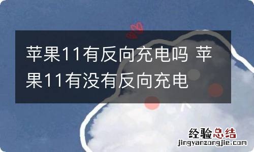 苹果11有反向充电吗 苹果11有没有反向充电