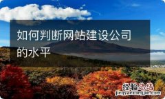 如何判断网站建设公司的水平