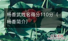 杨香简介 杨香武姓名得分110分