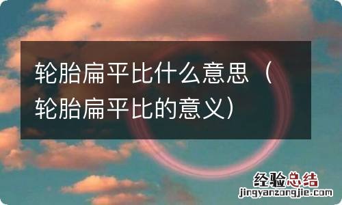 轮胎扁平比的意义 轮胎扁平比什么意思